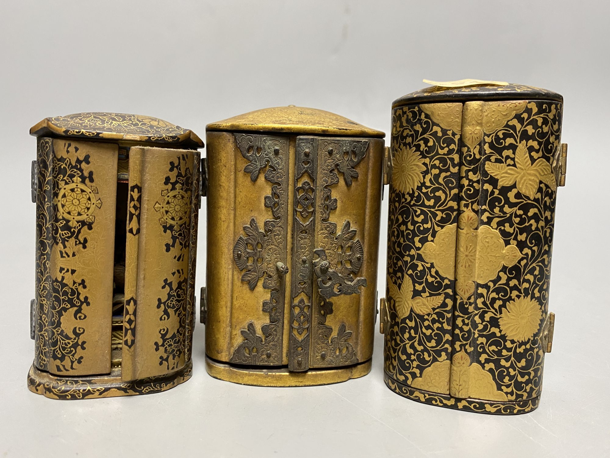 Three 19th century Japanese lacquer portable shrines (zushi)